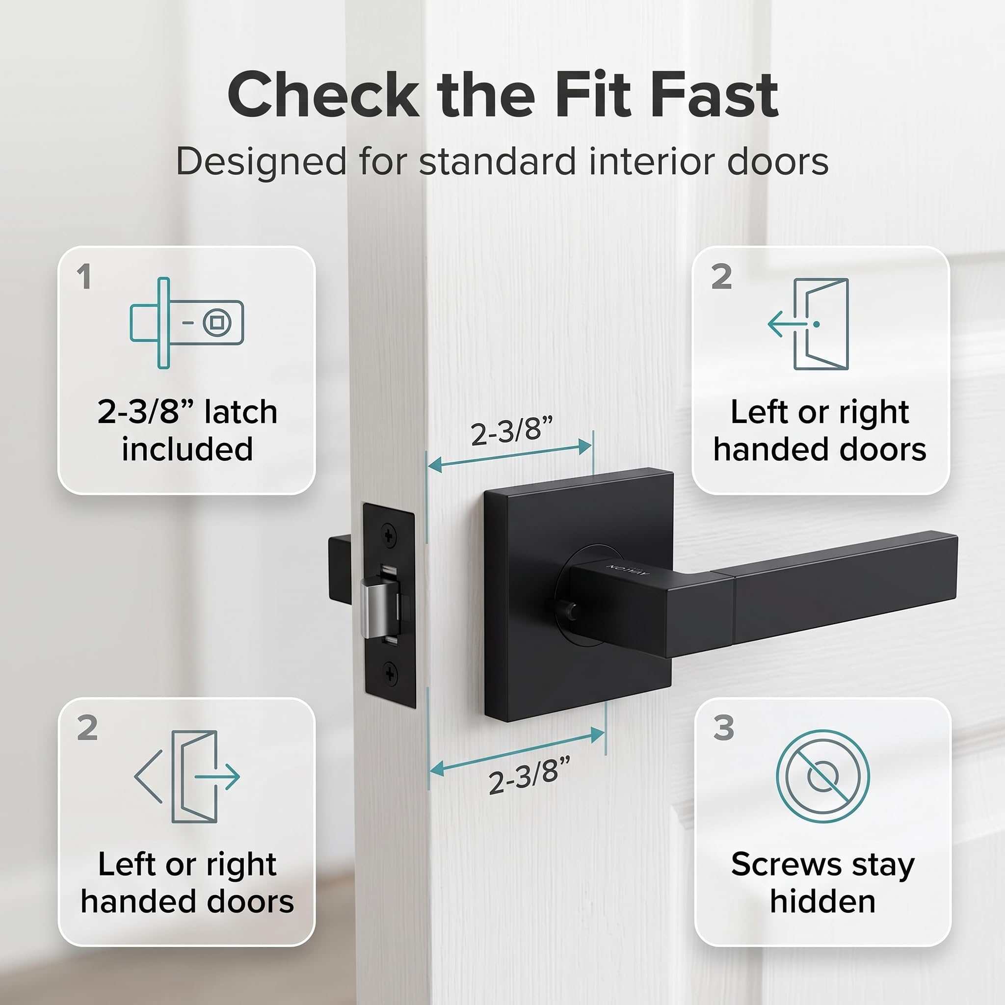 Avalon 0610 MIRA Modern Matte Black Door Handle Lever Set (Privacy
